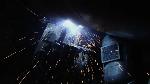 Working welder with equipment and pipe Stock-Footage 123779934