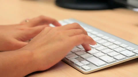 Working with white keyboard Stock Footage 38841813