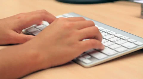 Working with white keyboard Stock Footage 38842615