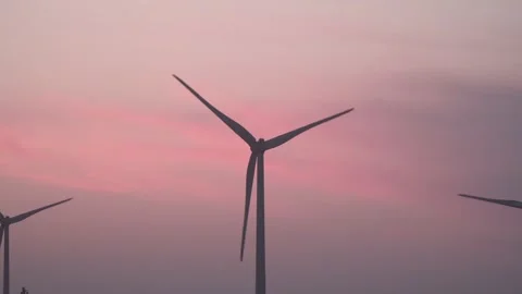 Working wind farm at sunset. Stock Footage 140117745
