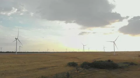 Working wind turbines 4K Stock Footage 207808185