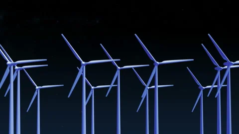 Working wind turbines against the night sky with alpha channel. Stock Footage 108984637