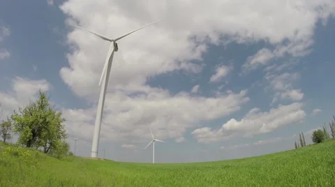 Working wind turbines Stock Footage 51671703