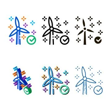 Working windmill icon vector multistyle outline Stock Illustration
