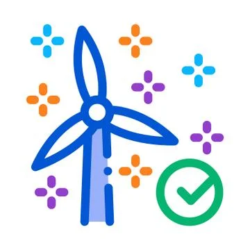 Working windmill icon vector outline illustration Stock Illustration