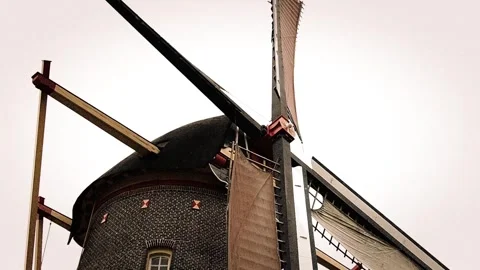 Working windmill in the Netherlands that still use for grinding wheat Stock Footage 292453365