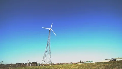Working windmill turbine, renewable eco-friendly power sources. Energy eco Stock Footage 107265111