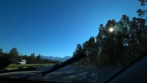 Working windscreen wipers and view on the road while driving in Turkey Stock-Footage 194331483