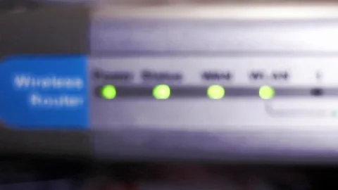 Working wireless router close up, unfocused shot Stock Footage 79790219