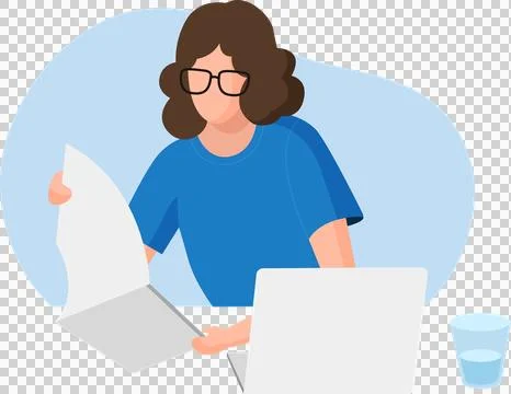 Working women, document review, document creation Stock Illustration