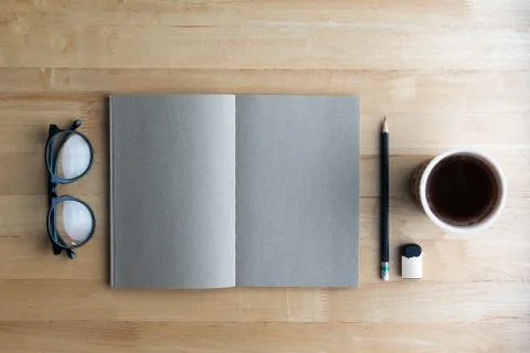 Working on a Wooden Table Stock Photos