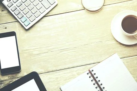 Working  wooden table Stock Photos