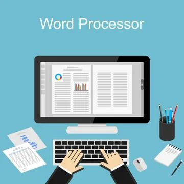 Working with word processor illustration. Stock Illustration