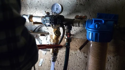 Working with wrench at pipe. Stock Footage 102234537