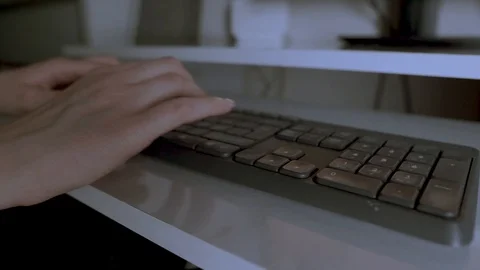 Working, writing on laptop keyboard. Studying on computer, typing  Stock Footage 108249422