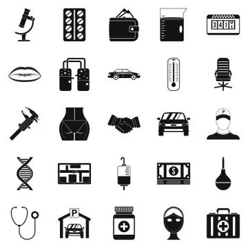 Working year icons set, simple style Stock Illustration