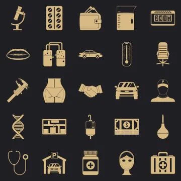 Working year icons set, simple style Stock Illustration