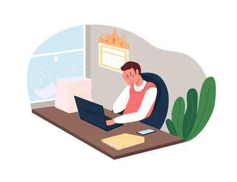 Workload 2D vector web banner, poster Stock-Illustration