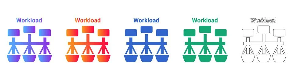 Workload Distribution Concept Icon Set Stock Illustration