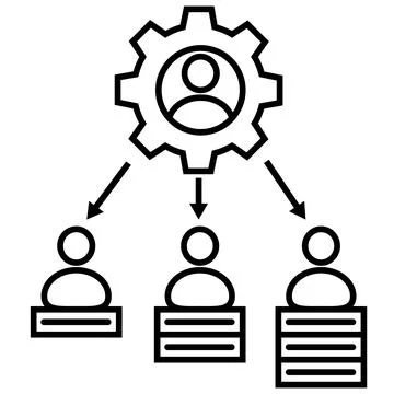 Workload distribution icon. Work allocation sign. Team workload assignment Stock Illustration