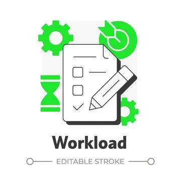 Workload flat outline concept icon Stock Illustration