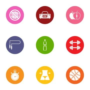 Workload icons set, flat style Stock Illustration