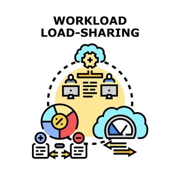 Workload load balancing distribution computing system developing Stock Illustration