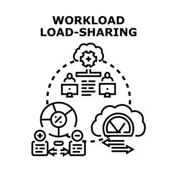 Workload load balancing distribution computing system developing Stock Illustration