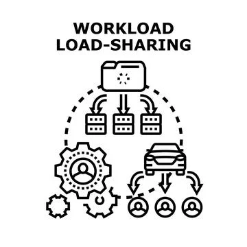 Workload load sharing process distributing tasks Stock Illustration