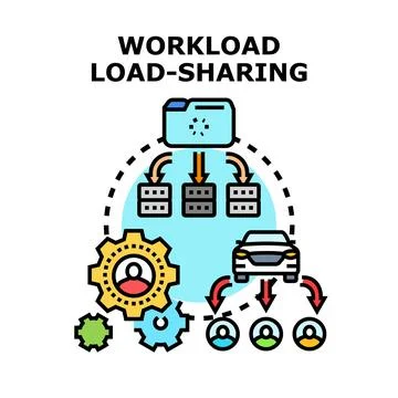 Workload load sharing process distributing tasks Stock Illustration