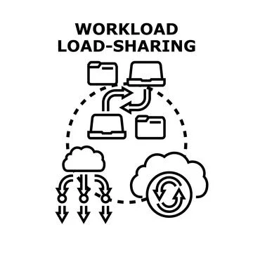 Workload load sharing system distributing tasks Stock Illustration