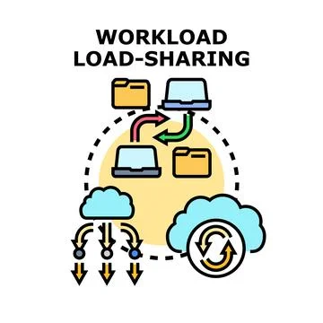 Workload load sharing system distributing tasks Stock Illustration