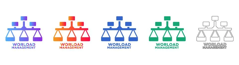 Workload Management Scales Icon Set Stock Illustration