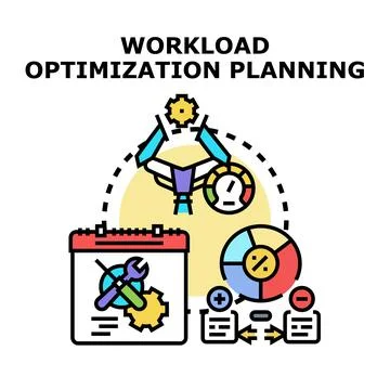 Workload optimization planning improving project management efficiency Stockillustratie