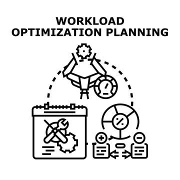 Workload optimization planning improving project management efficiency Stock Illustration