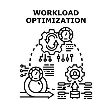 Workload optimization process improving efficiency and productivity Stock Illustration
