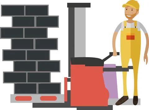 Workman at construction site vector icon isolated on white Stock Illustration