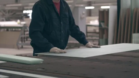 Workman at the glass factory Stock Footage 85244069