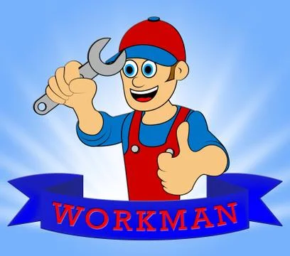 Workman Laborer Displays Building Worker 3d Illustration Stock Illustration