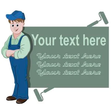 The workman or handyman standing with space for text Stock Illustration
