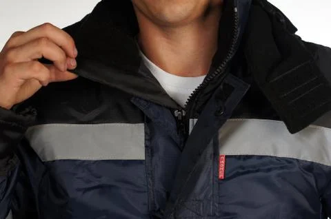 Workman  posing in overalls. Foto stock