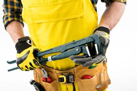 Workman with tool belt Stock Photos