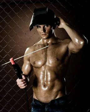Workman welder Foto stock