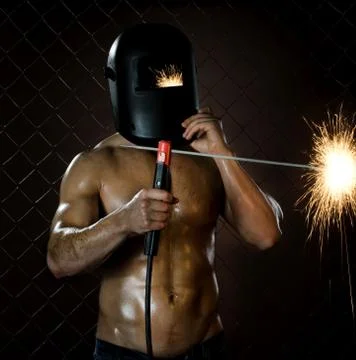 Workman welder Foto stock