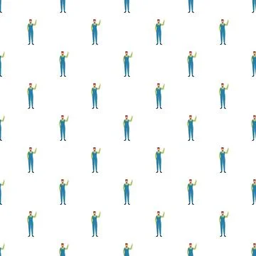 Workmen waving seamless pattern illustrating repair service イラスト素材