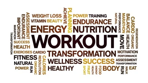 Workout animated word cloud,animation kinetic typography text seamless loop. Stock Footage 169285772