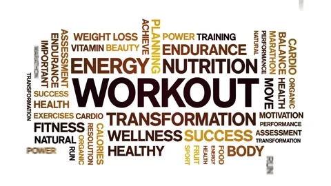 Workout animated word cloud,animation kinetic typography text seamless loop. Stock Footage 169285789