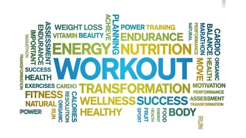 Workout animated word cloud,animation kinetic typography text seamless loop. Stock Footage 169285824