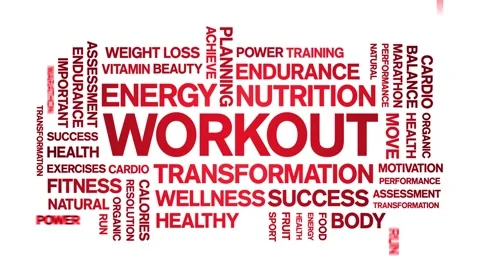 Workout animated word cloud,animation kinetic typography text seamless loop. Stock Footage 169285873