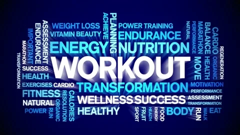 Workout animated word cloud,animation kinetic typography text seamless loop. Stock Footage 169286268